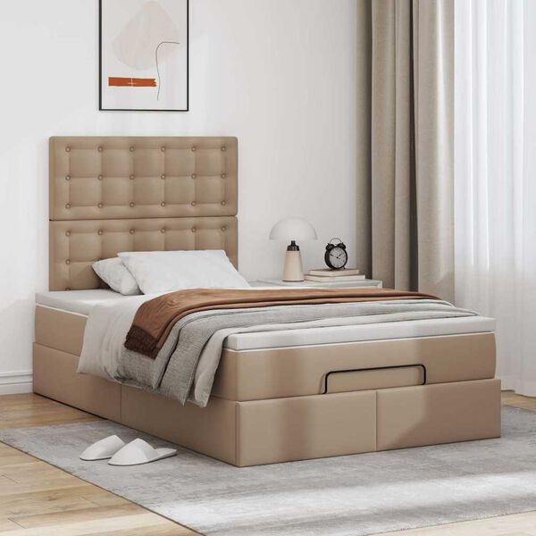 vidaXL Ottoman-Bett mit Matratze & LEDs 120x190cm Kunstleder