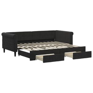 vidaXL Tagesbett Ausziehbar mit Schubladen Schwarz 90x200 cm Samt