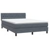 vidaXL Boxspringbett mit Matratze & LED Dunkelgrau 140x220 cm Samt