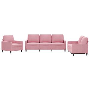 vidaXL 3-tlg. Sofagarnitur mit Kissen Rosa Samt