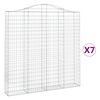 vidaXL Gabionen mit Hochbogen 7 Stk. 200x30x200/220cm Verzinktes Eisen