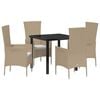 vidaXL Garten Essgruppe mit Kissen 5 pcs Beige Poly-Rattan