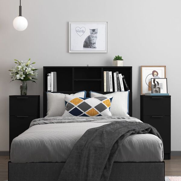 vidaXL Sideboards 2 Stk. Schwarz 30x30x70 cm Holzwerkstoff