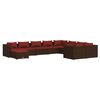 vidaXL 10-tlg. Garten-Lounge-Set mit Kissen Poly Rattan Braun
