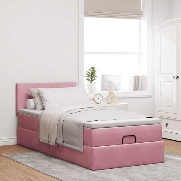 vidaXL Ottoman-Bett mit Matratze Rosa 80x200 cm Samt