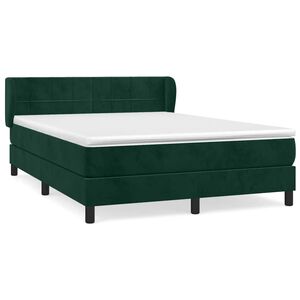 vidaXL Boxspringbett mit Matratze Dunkelgr&uuml;n 140x200 cm Samt