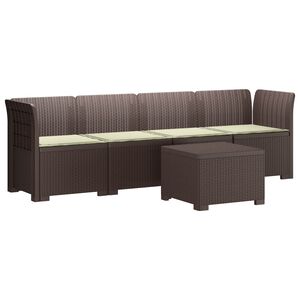 vidaXL 4-Sitzer Gartensofa mit Kissen Rattan Look PP Braun