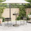 vidaXL 3-tlg. Gartenbar-Set mit Kissen Grau Poly Rattan