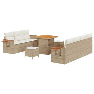 vidaXL Gartensofa-set mit Kissen 13 pcs Beige und Creme Poly-Rattan