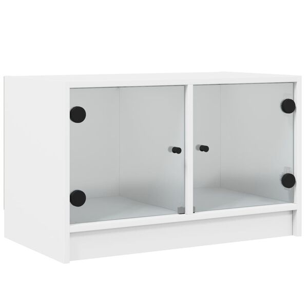 vidaXL TV-Schrank mit Glastüren Weiß 68x37x42 cm