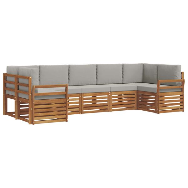 vidaXL Sofagarnituren 7 pcs Nat&uuml;rlich und Hellgrau Massivholz Akazie