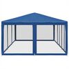 vidaXL Partyzelt mit 10 Mesh-Seitenteilen Blau 6x4 m HDPE