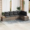 vidaXL Garten-Sofa-Set mit Kissen mit Speicher 5 pcs Grau Poly Rattan