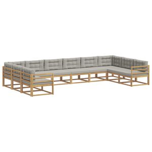 vidaXL Outdoor-Sofagarnitur mit Kissen 10 pcs Wei&szlig; und Hellgrau