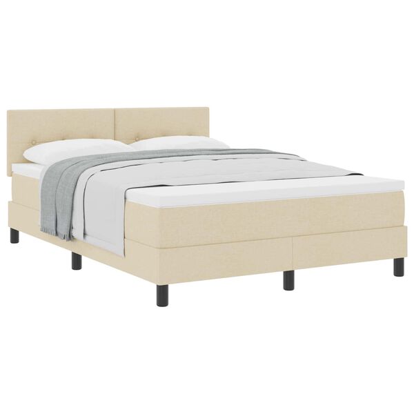 vidaXL Boxspringbett mit Matratze Creme 140 x 200 cm Stoff