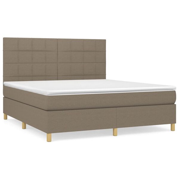 vidaXL Boxspringbett mit Matratze Taupe 160x200 cm Stoff