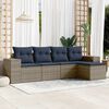 vidaXL 5-teiliges Gartensofa-Set mit Kissen, grau, Polyrattan