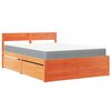 vidaXL Bett mit Schubladen und Matratze Wachsbraun 120x190 Massivholz