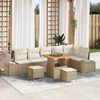 vidaXL Garten-Sofa-Set mit Kissen 9 pcs Beige Poly Rattan