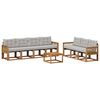 vidaXL Outdoor-Sofagarnitur mit Kissen 8 pcs Nat&uuml;rlich und Hellgrau