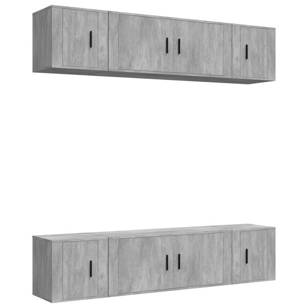 vidaXL 6-tlg. TV-Schrank-Set Betongrau Holzwerkstoff