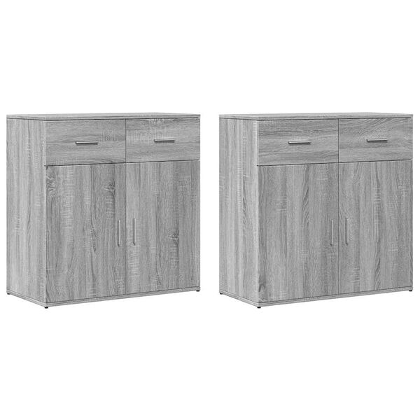 vidaXL Sideboards 2 Stk. Grau Sonoma 79x38x80 cm Holzwerkstoff