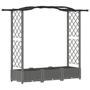 vidaXL Hochbeet mit Rankgitter und Dach Hellgrau 169 x 40 x 125 cm PP