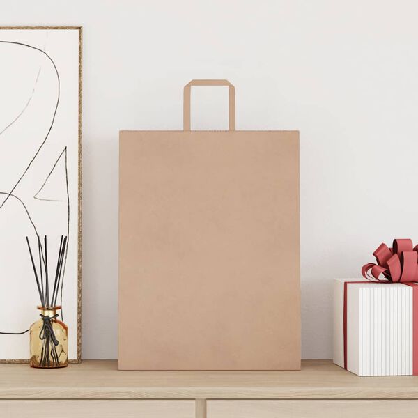 vidaXL Papiertragetaschen 250 Stk. mit Henkeln Braun 32x12x42 cm