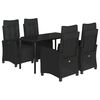 vidaXL 5-tlg. Garten-Essgruppe mit Kissen Schwarz Poly Rattan