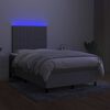 vidaXL Boxspringbett mit Matratze & LED Hellgrau 120x200 cm Stoff