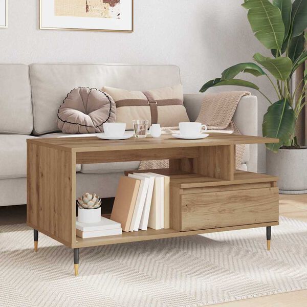 vidaXL Couchtisch Artisan-Eiche 90 x 49 x 45 cm Holzwerkstoff