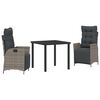 vidaXL Garten Essgruppe 3 stk. Grau Poly-Rattan