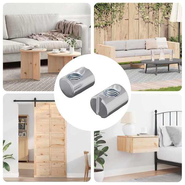 vidaXL M&ouml;belzylinder-Mutter 2 pcs Zink-beschichtet M6 x 13 mm Eisen