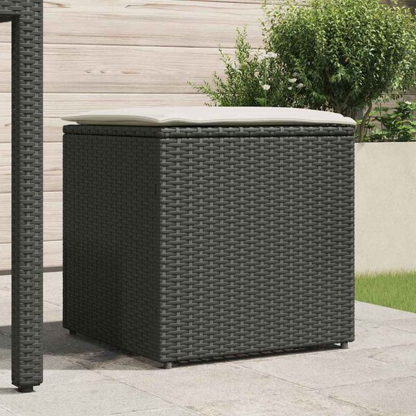 vidaXL Kissenbox mit Speicher Schwarz 50 x 50 x 50 cm Poly-Rattan