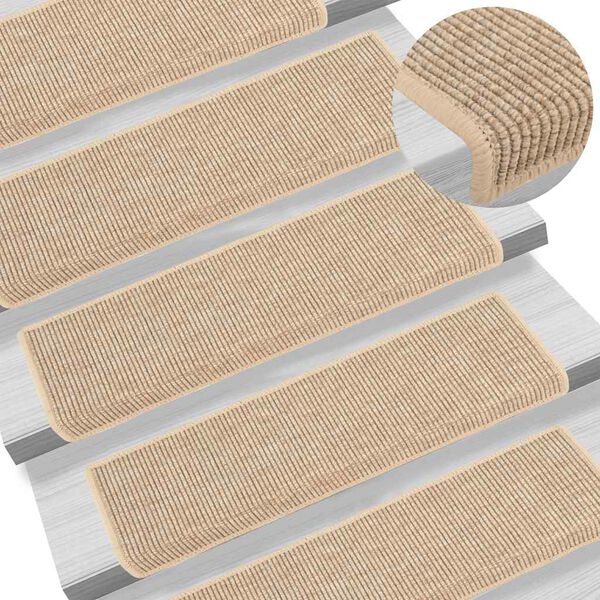 vidaXL Stufenmatten 15 Stk. 65x21x4 cm Hellbeige Rechteckiger Rand