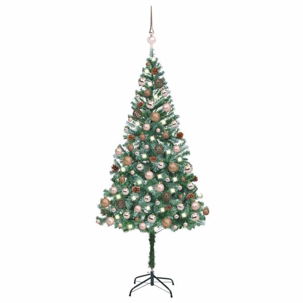 vidaXL K&uuml;nstlicher Weihnachtsbaum mit Beleuchtung Kugeln Zapfen 180 cm