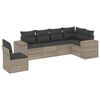 vidaXL 6-tlg. Garten-Sofagarnitur mit Kissen Hellgrau Poly Rattan