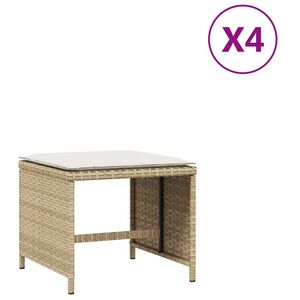 vidaXL Gartenhocker mit Kissen 4 Stk. Beige 40x40x35 cm Poly Rattan