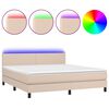 vidaXL Boxspringbett mit Matratze & LED Cappuccino-Braun 180x200cm