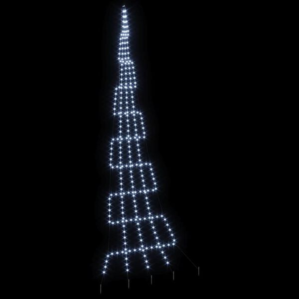 vidaXL LED Weihnachtsbaum mit Erdspie&szlig;en Kaltwei&szlig; 511 cm Metall