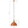 vidaXL H&auml;ngelampe Industriestil Kupfern Rund 32cm E27 Mango Massivholz