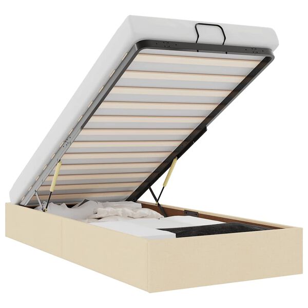 vidaXL Ottoman-Bett ohne Matratze Creme 90x200 cm Stoff