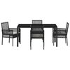 vidaXL Garten Essgruppe 5 pcs Schwarz Poly-Rattan