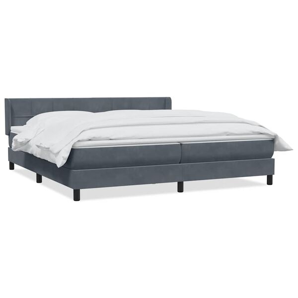 vidaXL Boxspringbett mit Matratze Dunkelgrau 200x210 cm Samt