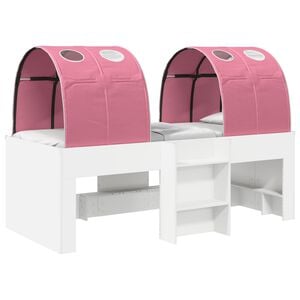 vidaXL Hochbett f&uuml;r Kinder mit Tunnel 3 stk. Wei&szlig; und Rosa