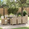 vidaXL Garten Essgruppe 9 pcs Beige Poly-Rattan