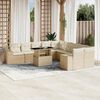 vidaXL 11-tlg. Garten-Sofagarnitur mit Kissen Beige Poly Rattan