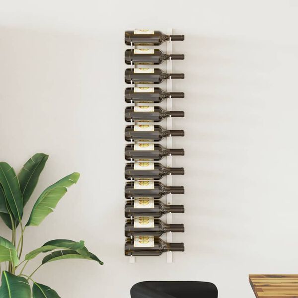 vidaXL Wand Weinregal f&uuml;r 24 Flaschen Wei&szlig; Eisen