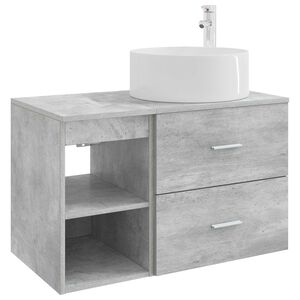 vidaXL Badezimmerm&ouml;bel-Set 2 pcs Betongrau Holzwerkstoff