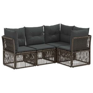 vidaXL Gartensofa-set 4 stk. Grau Poly-Rattan